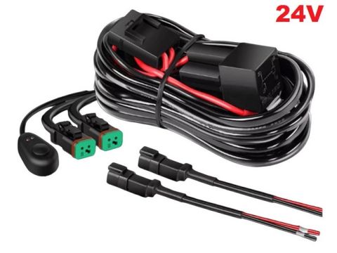 Cablaj cu buton si releu 24V pentru 2 proiectoare led/led bar pana la 288W