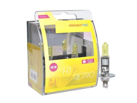 Set 2 bucati bec Powertec Retro H1 - bec Halogen 55W 12V 3200k galben