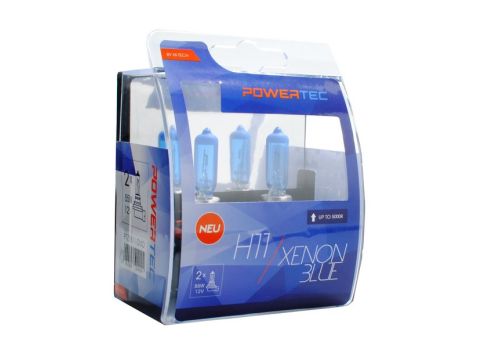 Set 2 bucati bec Powertec Xenon Blue H11 - bec Halogen 55W 12V